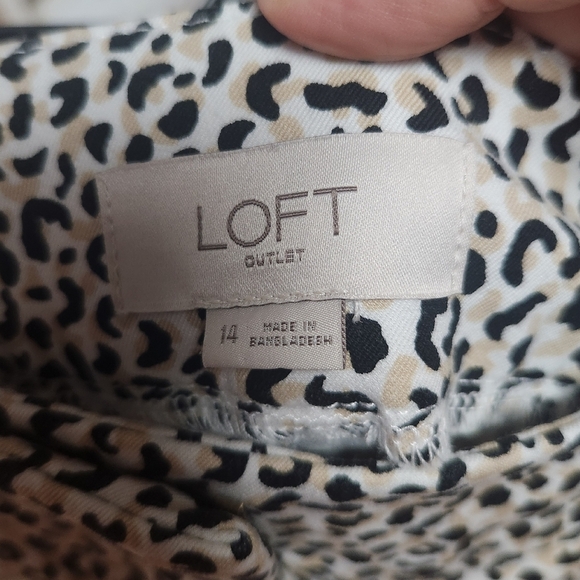 LOFT Black and White Chino Pants with Leopard Print - Picture 4 of 5